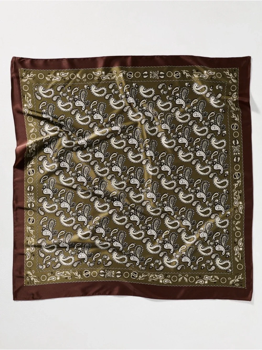 New! Anthropologie Paisley Olive 28" Hair Neck Bag Scarf NWT - Picture 1 of 5